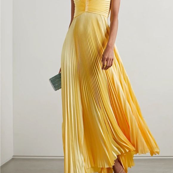 A.L.C. | Dresses | Nwt Alc Aries Accordion Pleated Gown Yellow | Poshmark